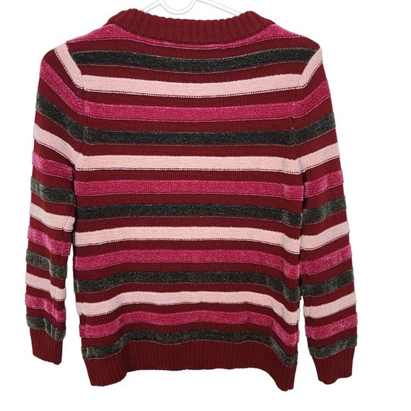 ModCloth Womens S Red Striped Duly Noticed Crew Neck Pullover Chenille Sweater - Picture 9 of 9